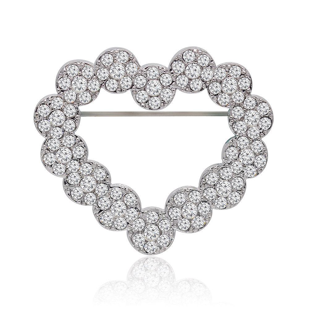 Rhinestone Heart Embellishment Brooch